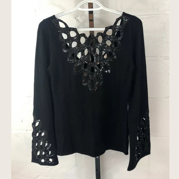 Boston Proper Sweaters - Boston Proper Glamorous Cut Out Sweater Black